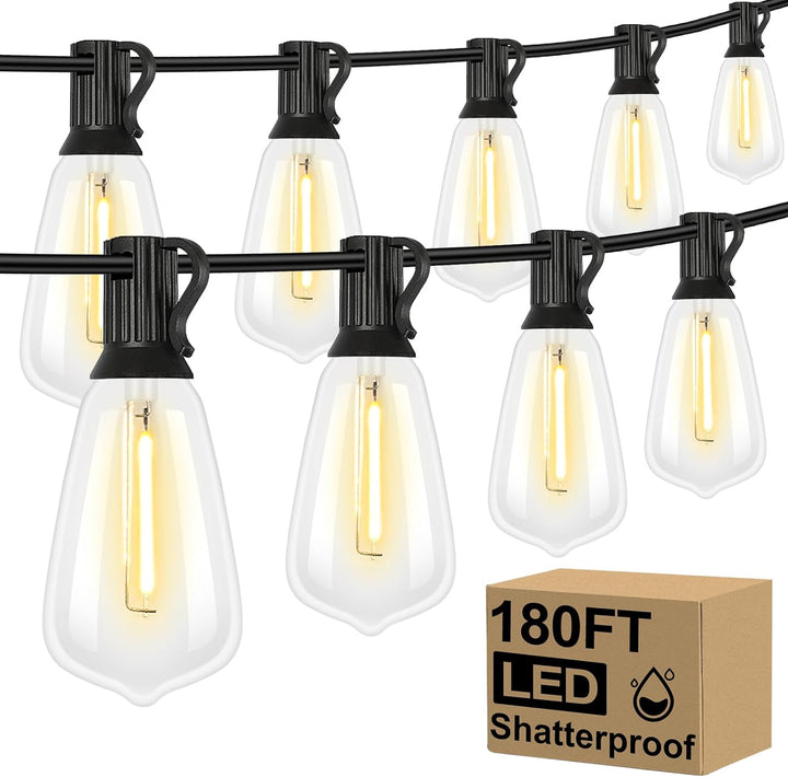 Dimmable Outdoor String Lights - 180 Ft Weatherproof LED String Lights for Patio, Backyard, and Halloween Decor